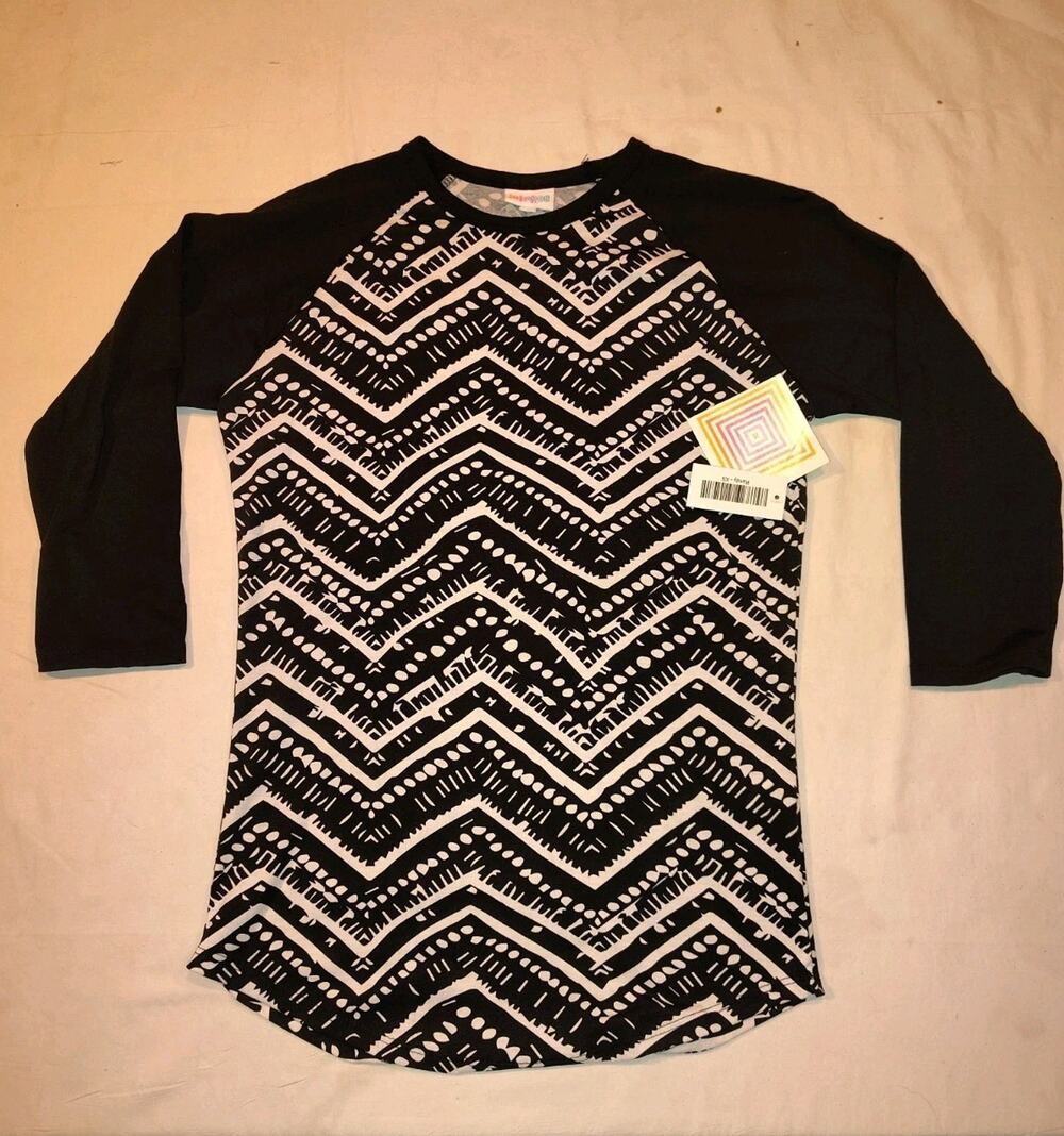 LuLaRoe Randy Long Sleeve Shirt Top Size Xtra Small NWT XS Black White NEW